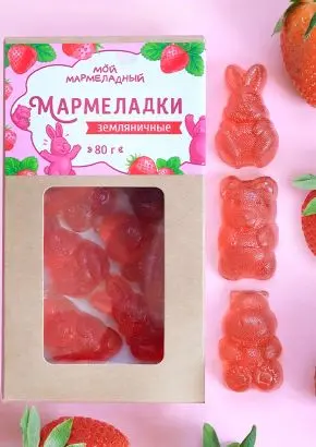 Мармелад без сахара земляничный, 80 г